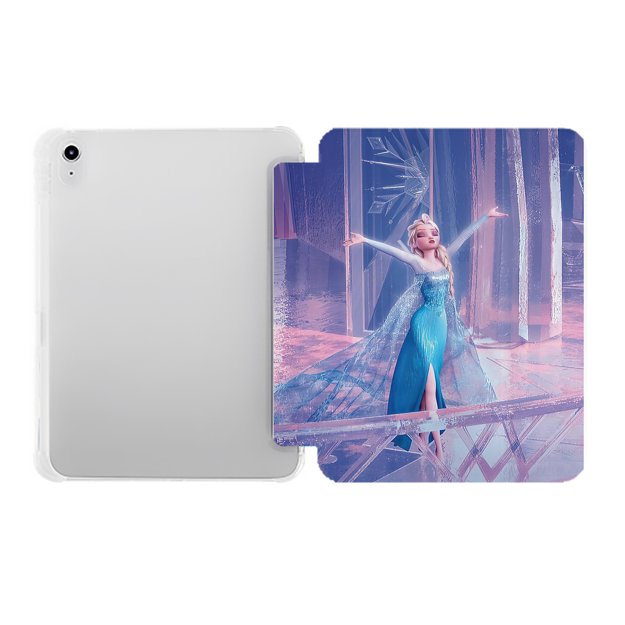 （画像用） アナと雪の女王 アンナ エルサ Frozen Anna Elsa IPad ケース ペン収納付き 三つ折りスタンド PUレザー×シリコン 対応機種9.5/10.5/10.9インチ